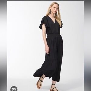 Chicos Tiered Flutter Sleeve Maxi Dress